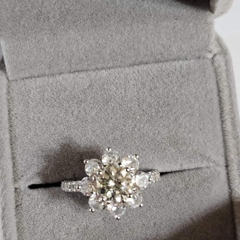 GRA Certified Moissanite Ring in Sterling Silver Size 4.75! 💍 - Picture 9 of 12